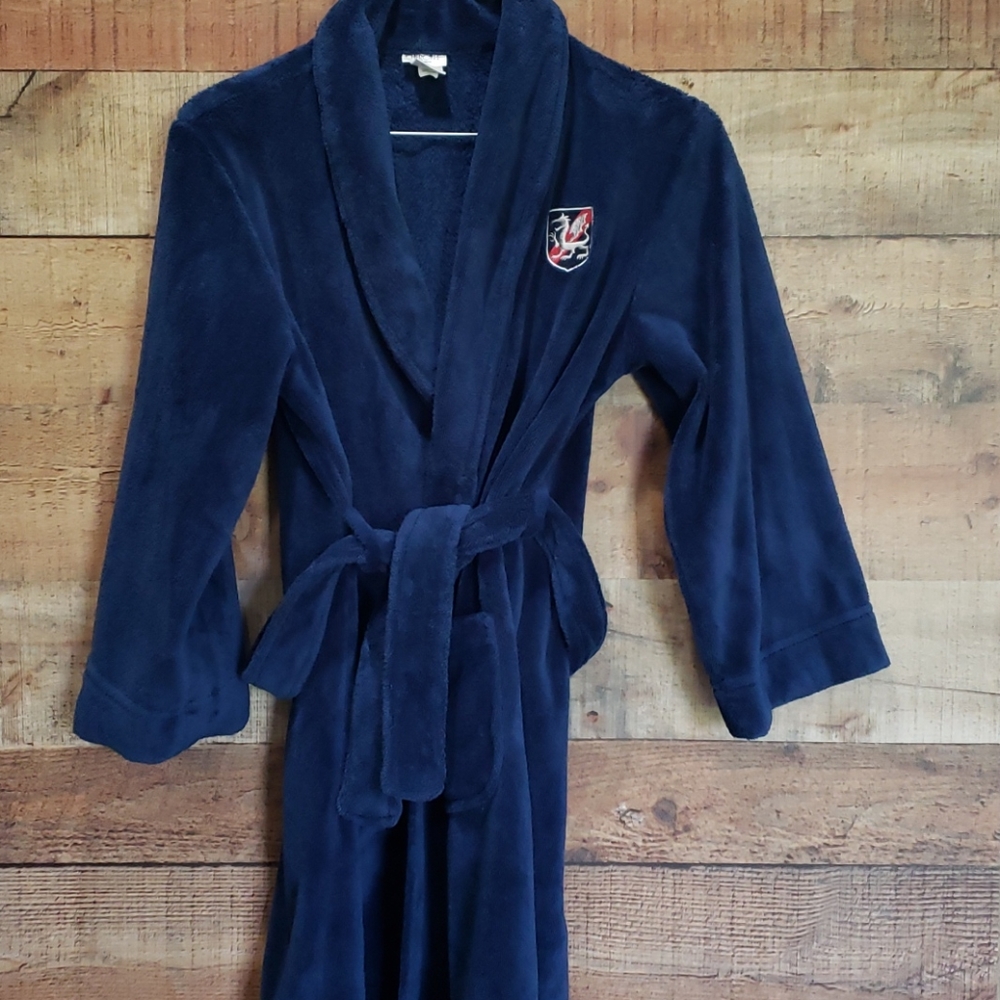 Navy blue Cherokee plush bath robe kids Med